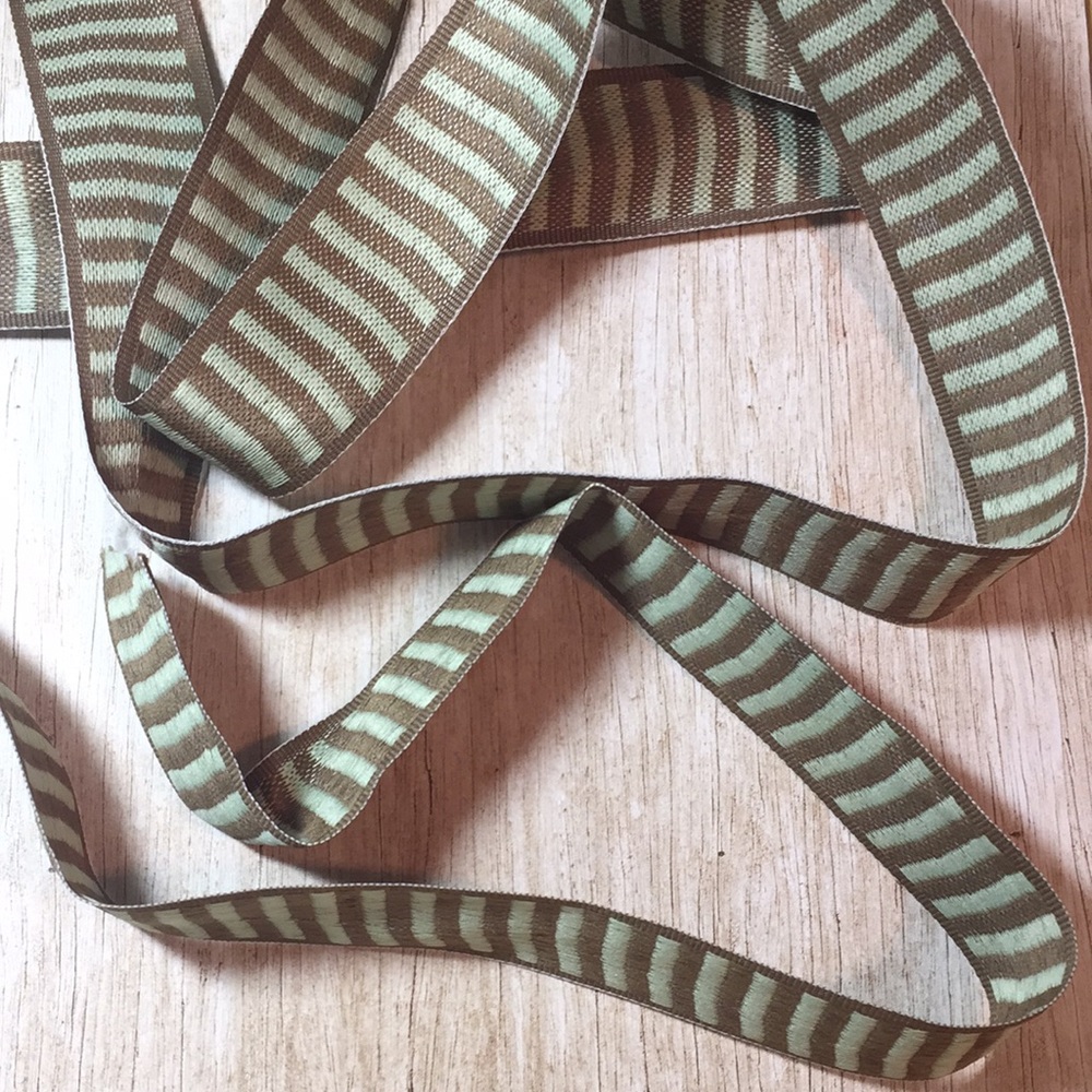 Green Brown Stripe Ribbon 2yards